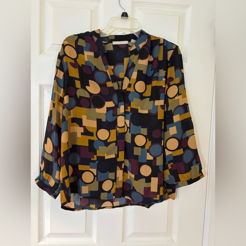 Sunny Leigh Multicolor Geometric Blouse NWT Medium